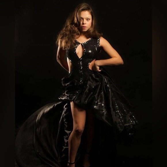 Cutout  gown  black  and sequin  maleficent dress - Picture 2 of 8